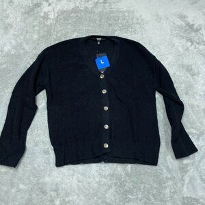 Hudson Los Angeles Cotton Buttondown Cardigan Black Size Large a1285